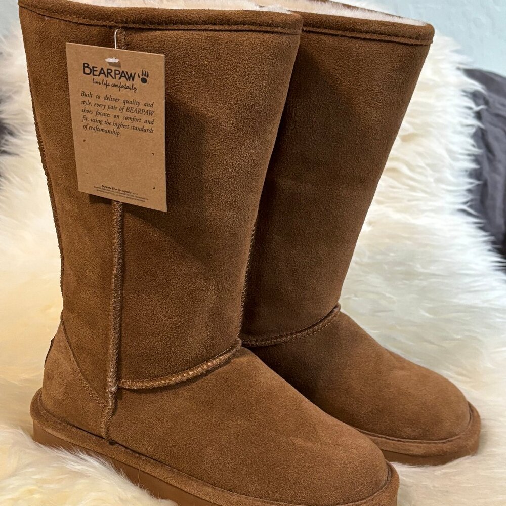 Bearpaw Elle Tall Boots, Hickory, Sz 6